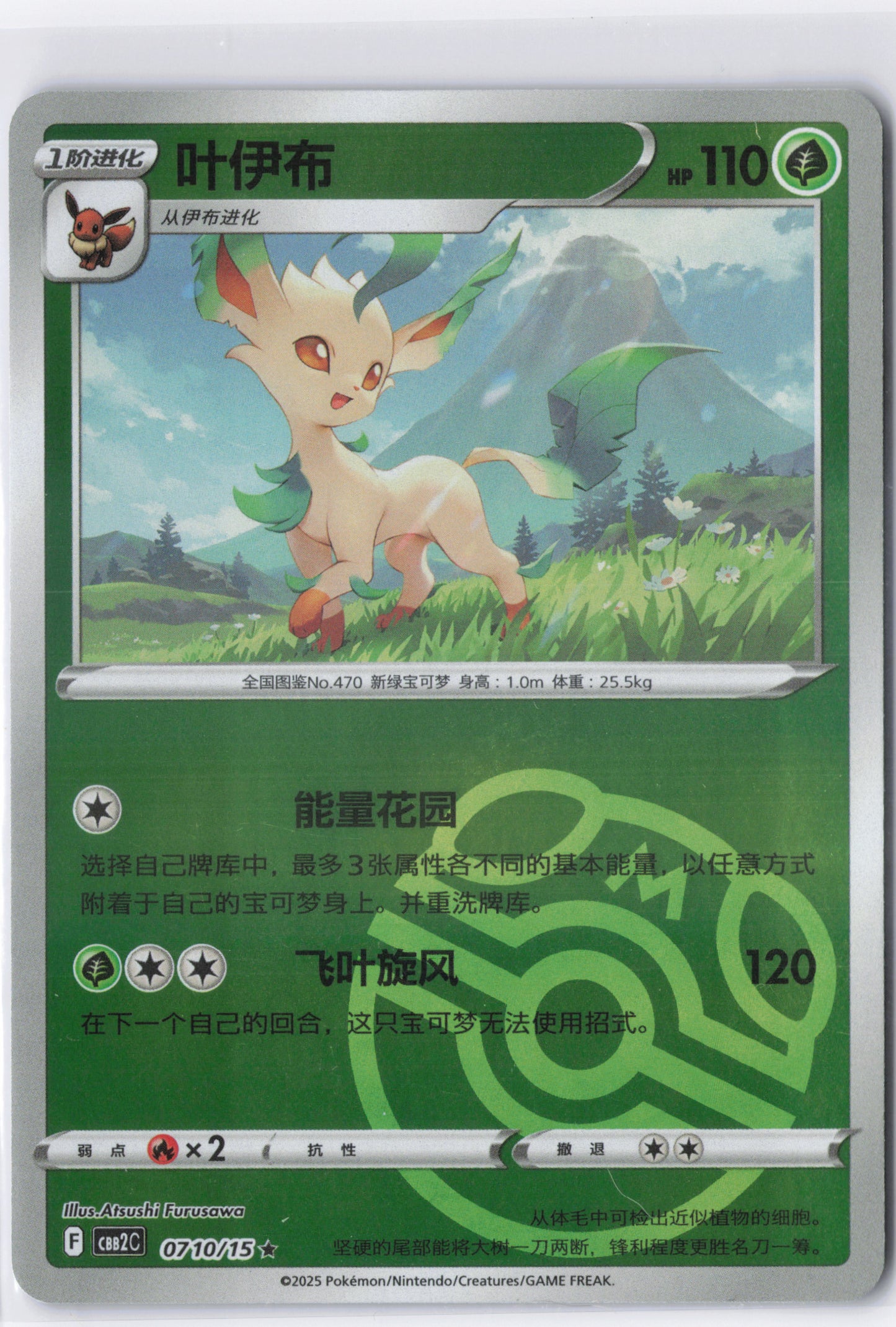 Leafeon CBB2C 0710 Simplified Chinese Master ball Pokemon Gem Pack 2