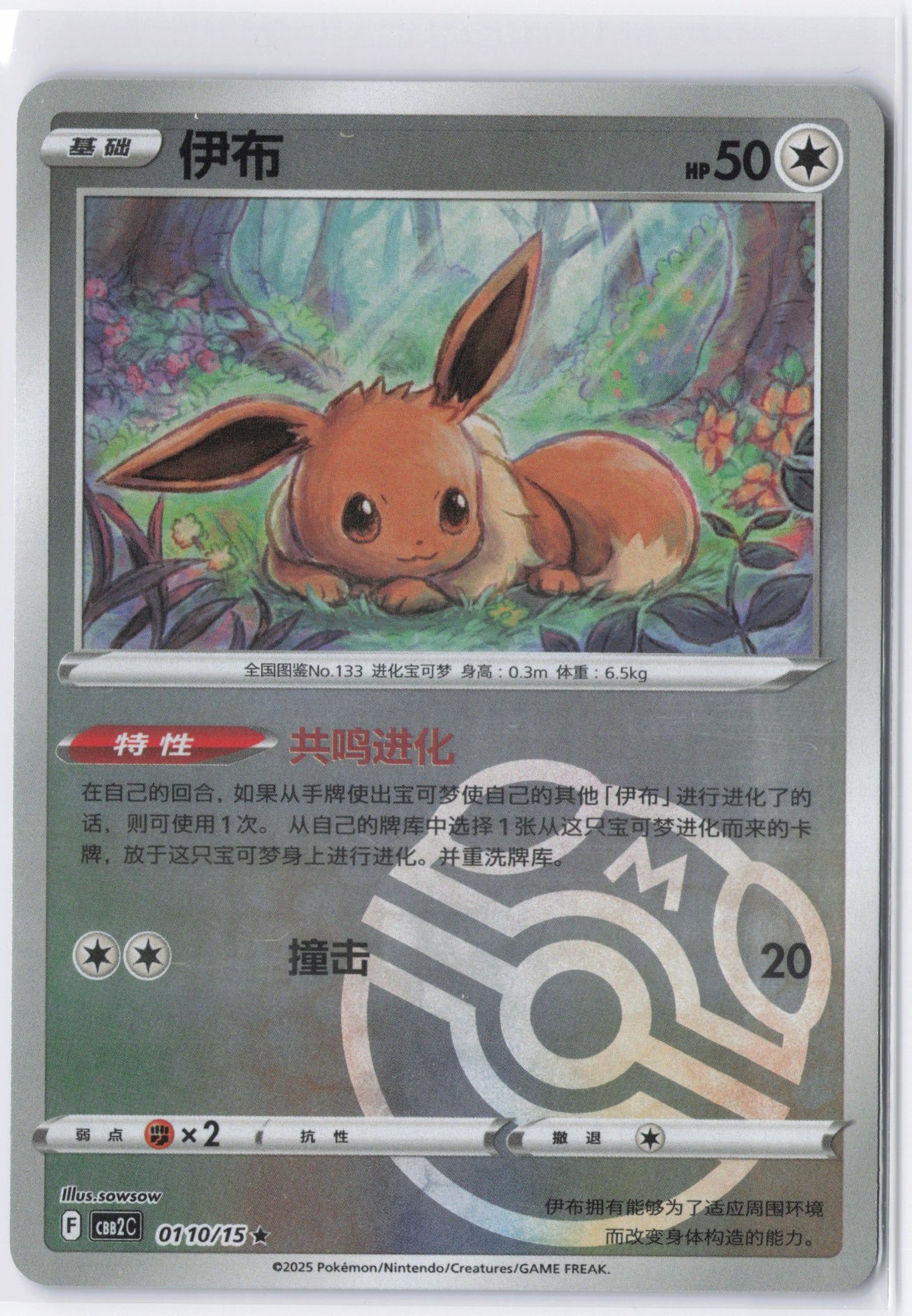 Eevee CBB2C 0110 Simplified Chinese Master ball Pokemon Gem Pack 2
