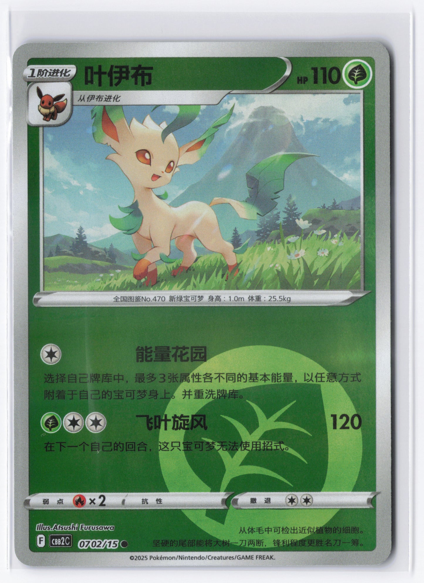 Leafeon CBB2C 0702 Simplified Chinese Energy Stamp Pokemon Gem Pack 2